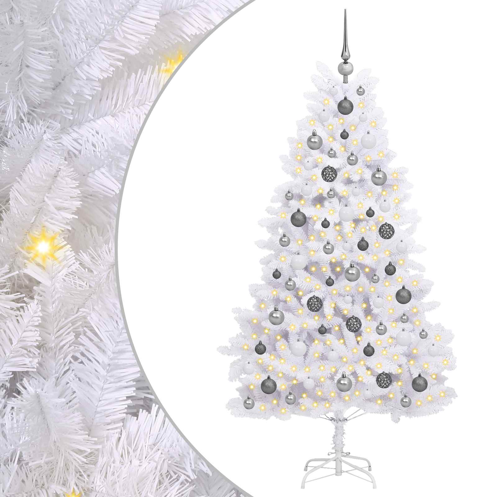Kunstkerstboom Wit 90 x 90 x 180 cm PVC en Metaal is nu te koop bij PeponiXL, paradijselijk wonen!