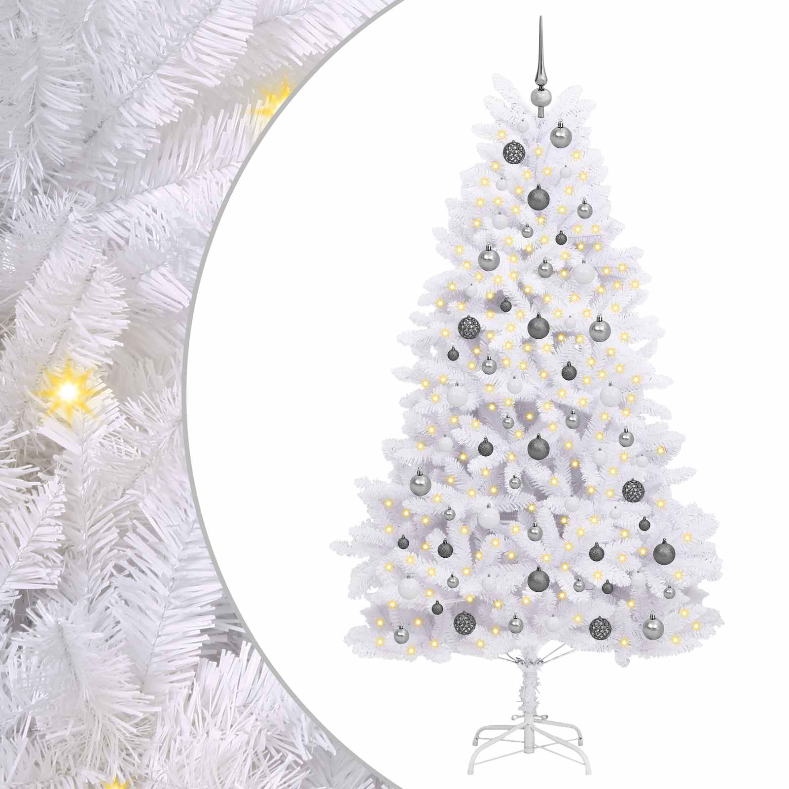Kunstkerstboom Wit 106 x 106 x 210 cm PVC en Metaal is nu te koop bij PeponiXL, paradijselijk wonen!
