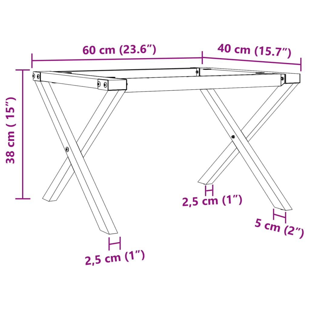 Salontafelpoten X-frame 60x40x38 cm staal is nu te koop bij PeponiXL, paradijselijk wonen!
