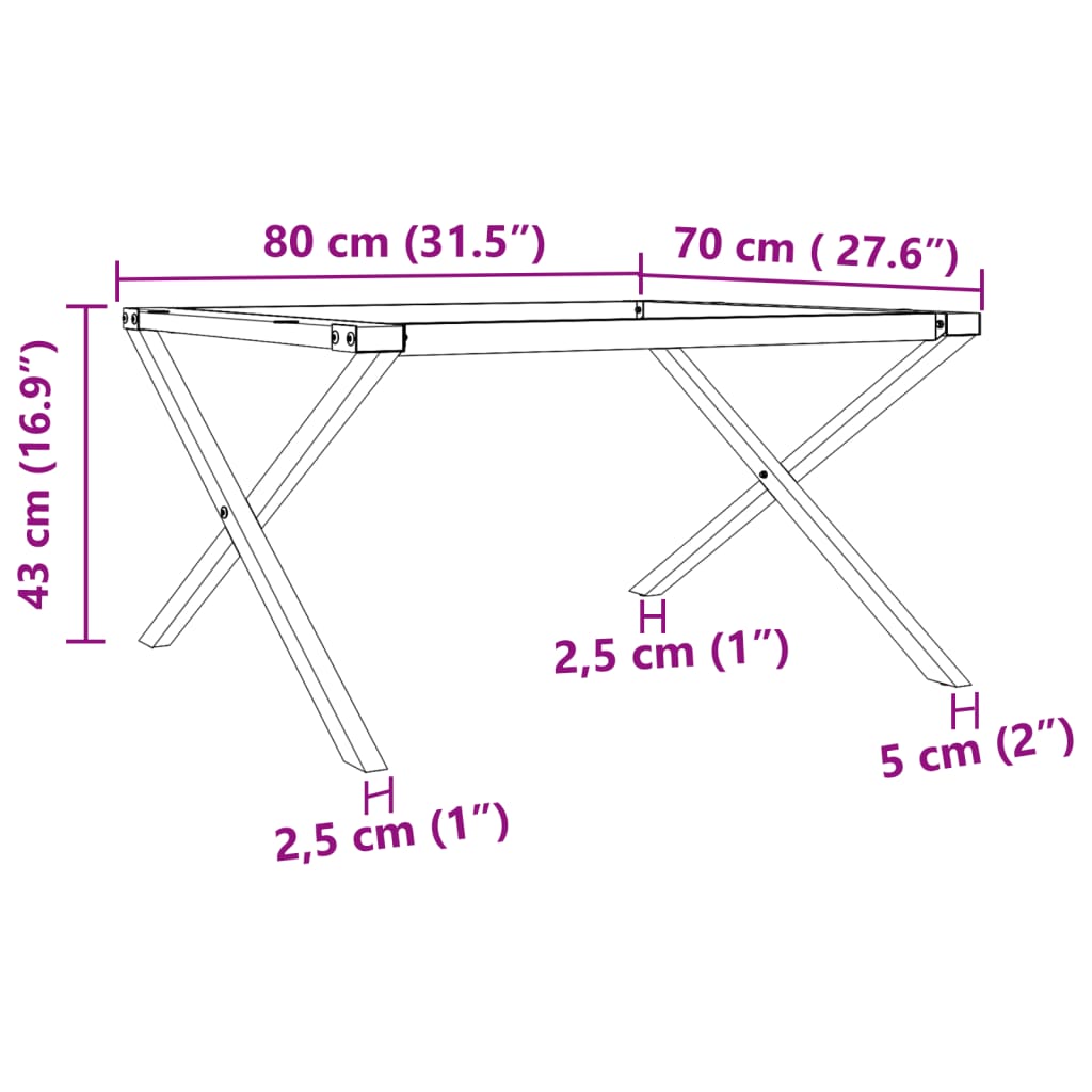 Salontafelpoten X-frame 80x70x43 cm staal is nu te koop bij PeponiXL, paradijselijk wonen!