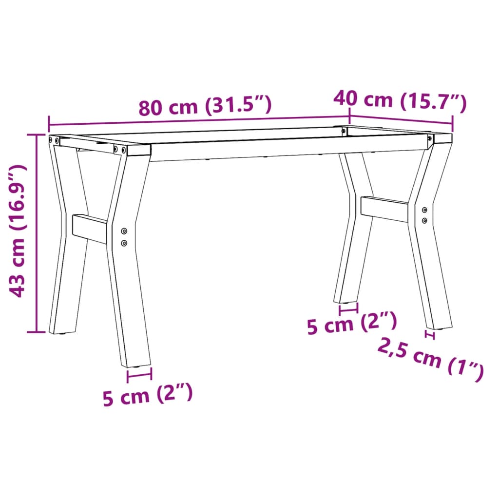 Salontafelpoten Y-frame 80x40x43 cm staal is nu te koop bij PeponiXL, paradijselijk wonen!