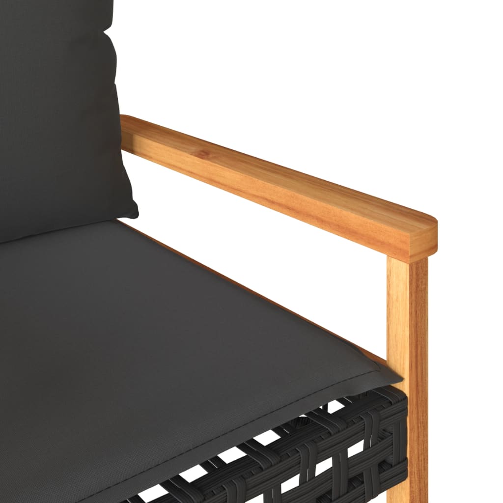 4-delige Loungeset met kussens poly rattan zwart is nu te koop bij PeponiXL, paradijselijk wonen!