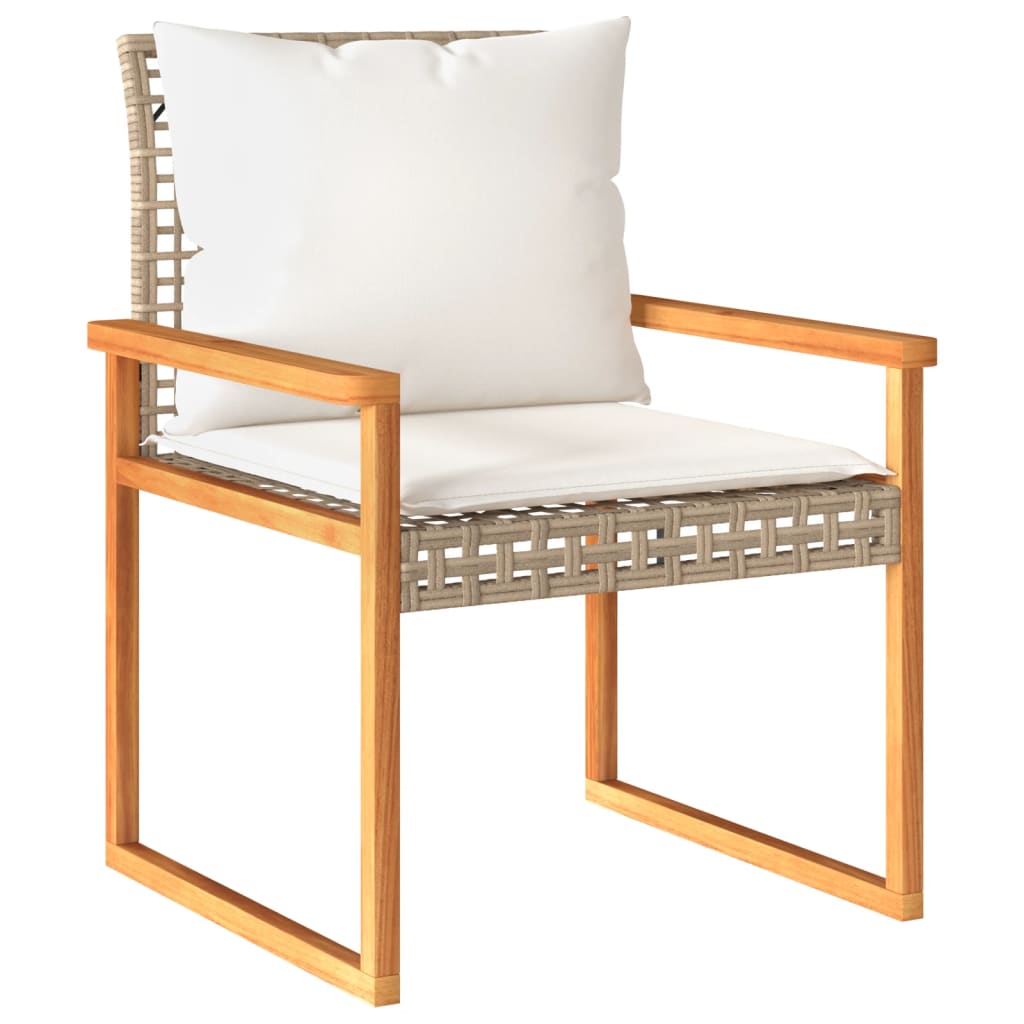 3-delige Bistroset en kussens poly rattan en hout gemengd beige is nu te koop bij PeponiXL, paradijselijk wonen!