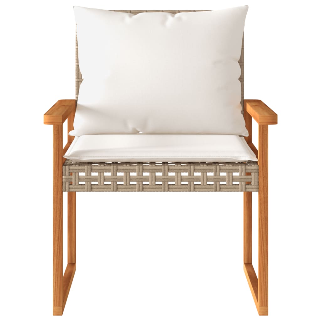 3-delige Bistroset en kussens poly rattan en hout gemengd beige is nu te koop bij PeponiXL, paradijselijk wonen!
