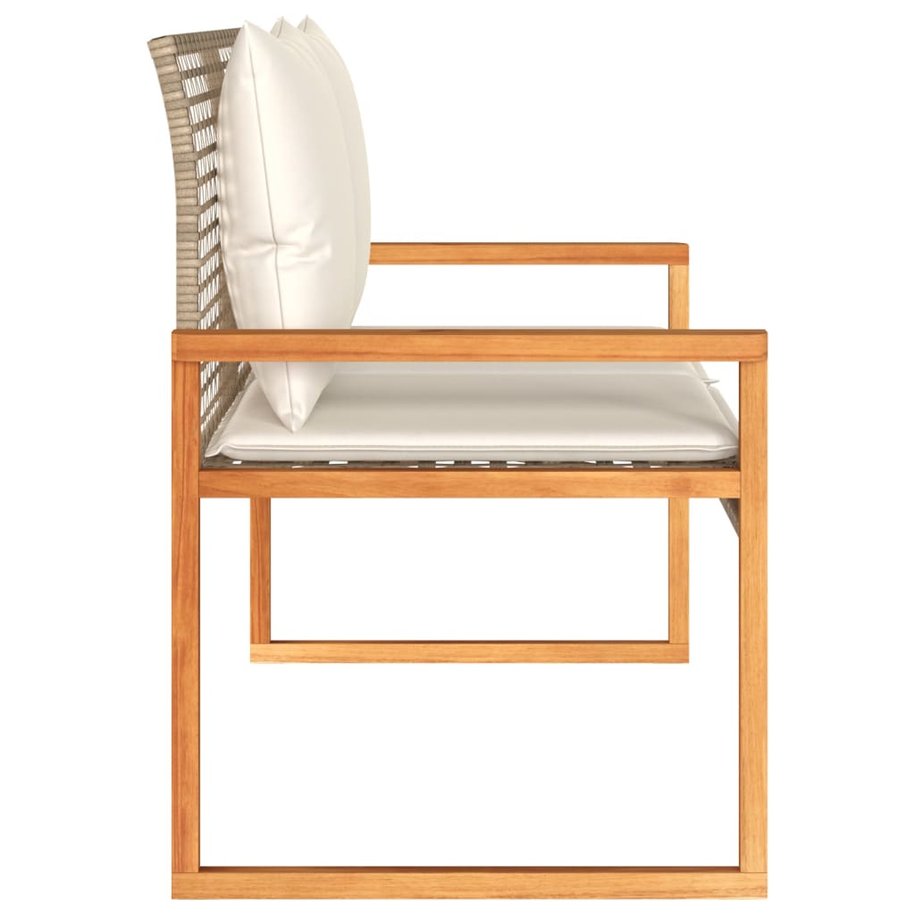 Tuinbankje met kussen poly rattan en acaciahout gemengd beige is nu te koop bij PeponiXL, paradijselijk wonen!