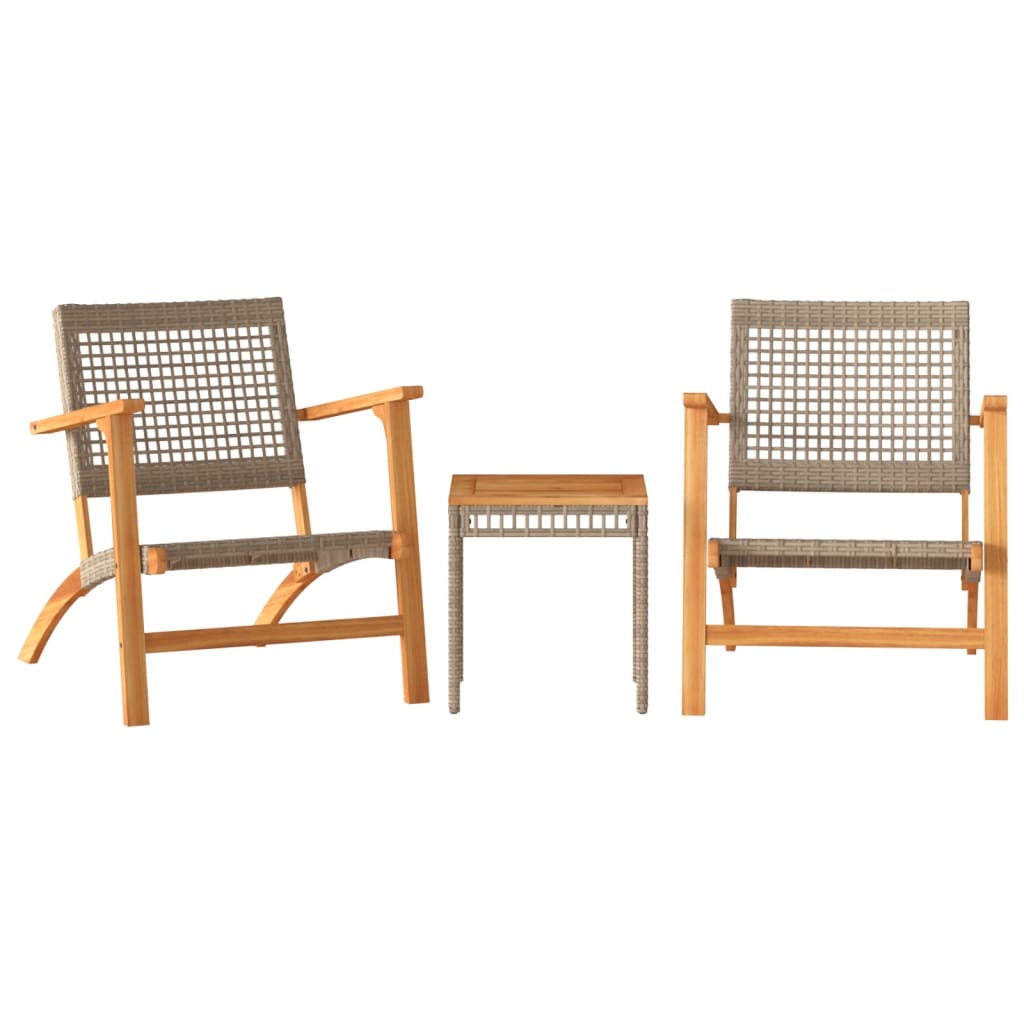 3-delige Bistroset poly rattan en massief acaciahout beige is nu te koop bij PeponiXL, paradijselijk wonen!