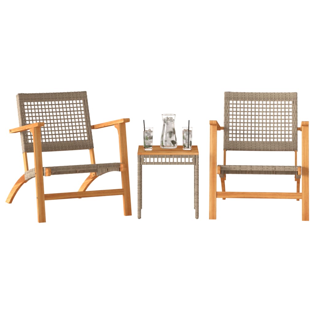 3-delige Bistroset poly rattan en massief acaciahout beige is nu te koop bij PeponiXL, paradijselijk wonen!