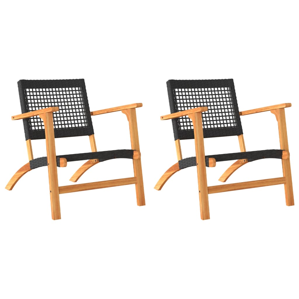 Tuinnstoelen 2 st poly rattan en acaciahout zwart is nu te koop bij PeponiXL, paradijselijk wonen!