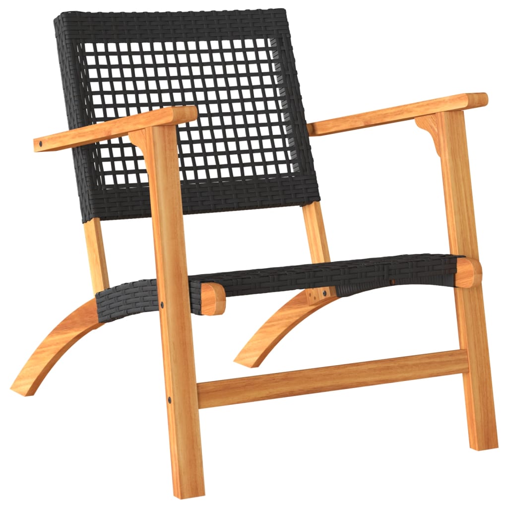 Tuinnstoelen 2 st poly rattan en acaciahout zwart is nu te koop bij PeponiXL, paradijselijk wonen!