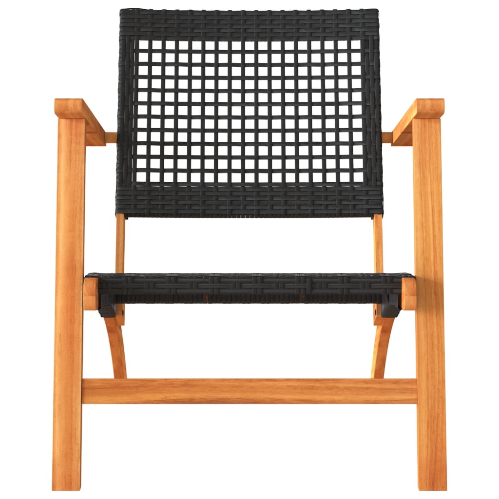 Tuinnstoelen 2 st poly rattan en acaciahout zwart is nu te koop bij PeponiXL, paradijselijk wonen!