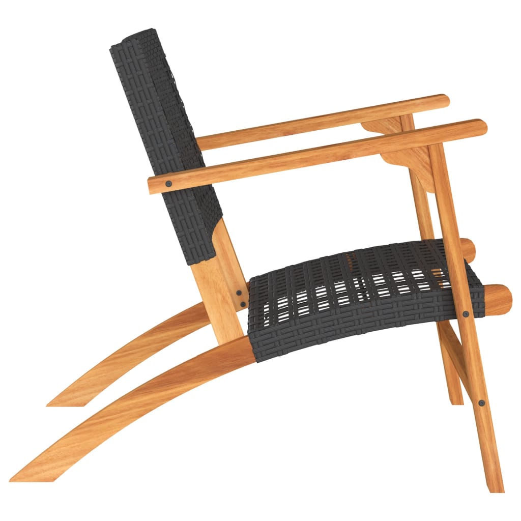 Tuinnstoelen 2 st poly rattan en acaciahout zwart is nu te koop bij PeponiXL, paradijselijk wonen!