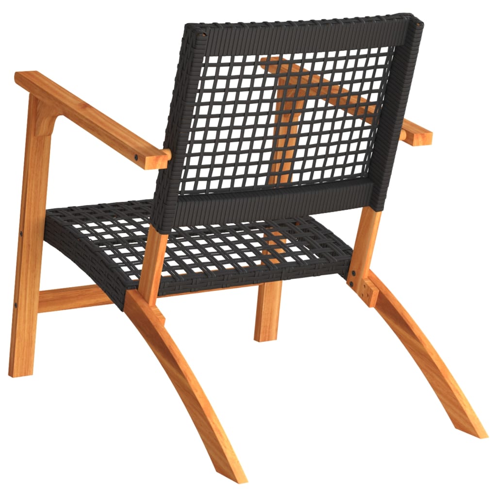 Tuinnstoelen 2 st poly rattan en acaciahout zwart is nu te koop bij PeponiXL, paradijselijk wonen!