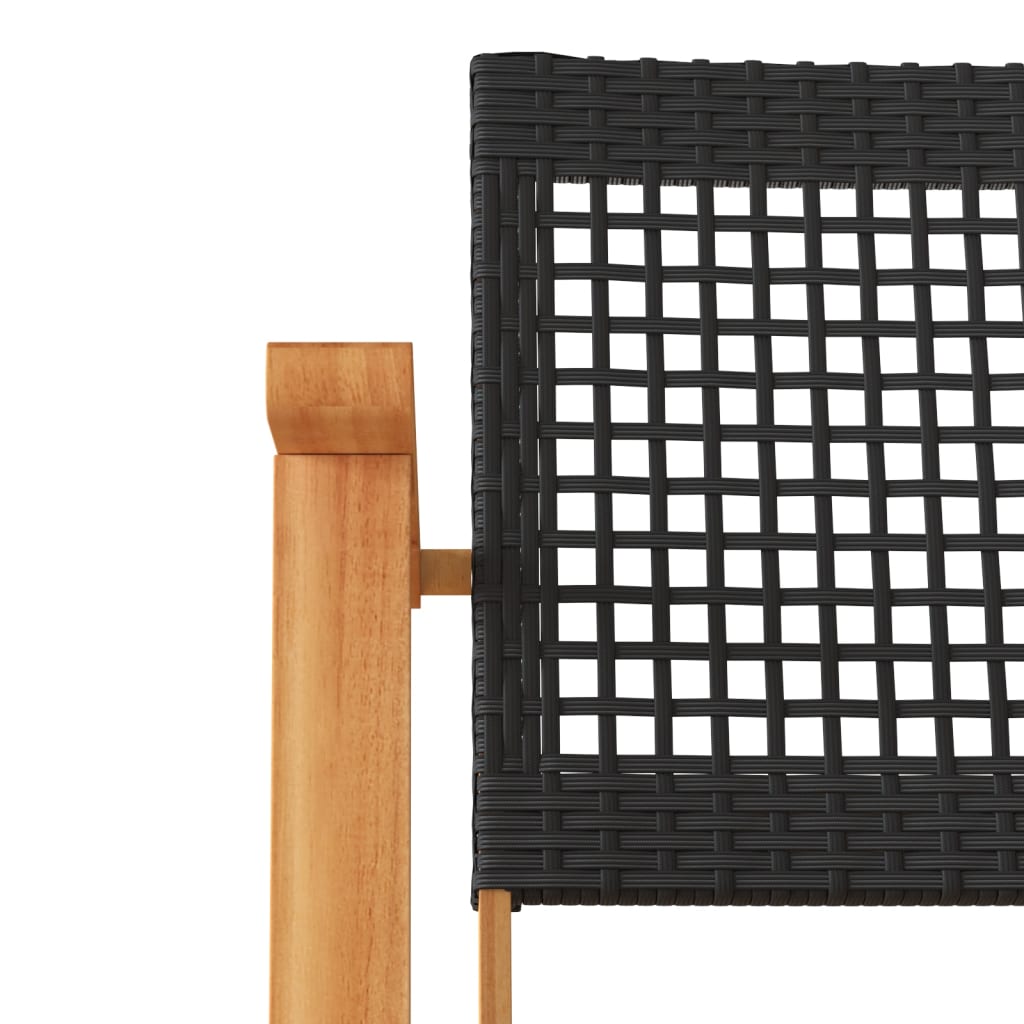 Tuinnstoelen 2 st poly rattan en acaciahout zwart is nu te koop bij PeponiXL, paradijselijk wonen!