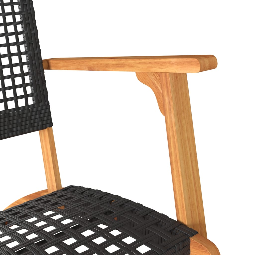 Tuinnstoelen 2 st poly rattan en acaciahout zwart is nu te koop bij PeponiXL, paradijselijk wonen!