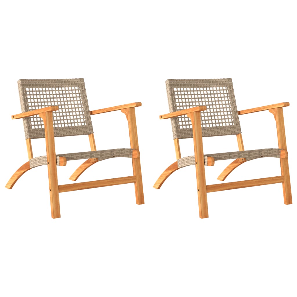 Tuinstoelen 2 st poly rattan en acaciahout beige is nu te koop bij PeponiXL, paradijselijk wonen!