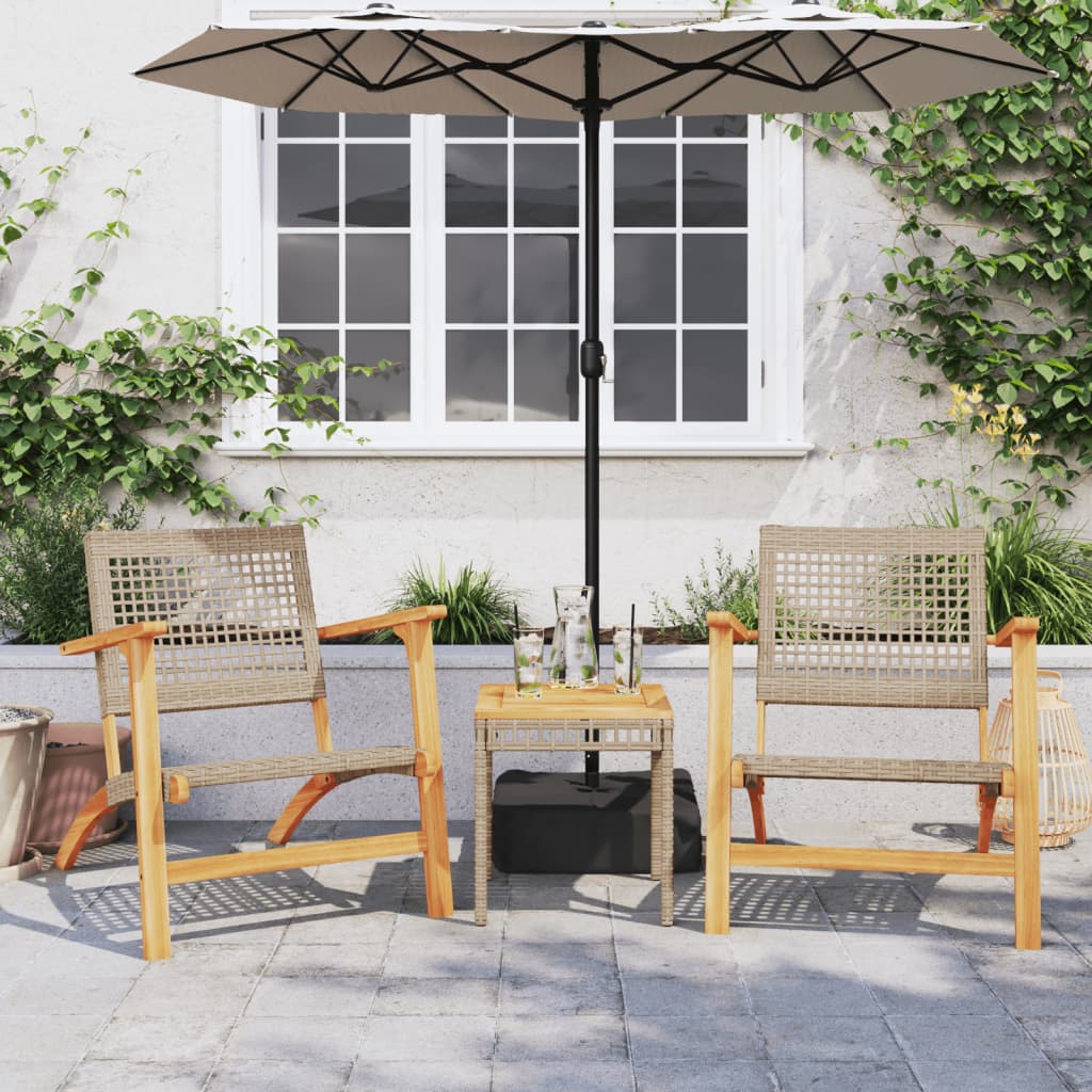 Tuinstoelen 2 st poly rattan en acaciahout beige is nu te koop bij PeponiXL, paradijselijk wonen!