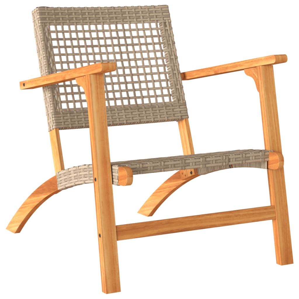 Tuinstoelen 2 st poly rattan en acaciahout beige is nu te koop bij PeponiXL, paradijselijk wonen!