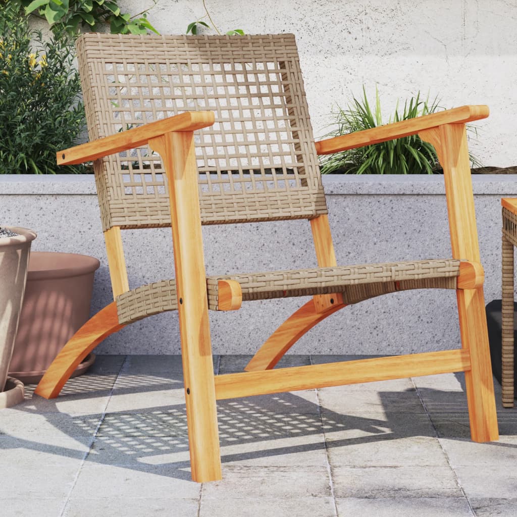 Tuinstoelen 2 st poly rattan en acaciahout beige is nu te koop bij PeponiXL, paradijselijk wonen!