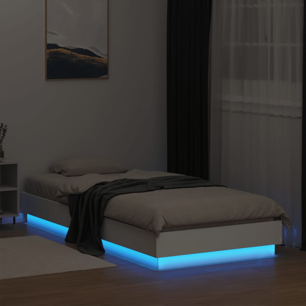Bedframe met LED-verlichting wit 100x200 cm is nu te koop bij PeponiXL, paradijselijk wonen!