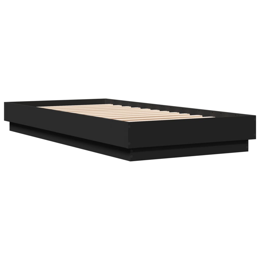 Bedframe met LED-verlichting zwart 100x200 cm is nu te koop bij PeponiXL, paradijselijk wonen!