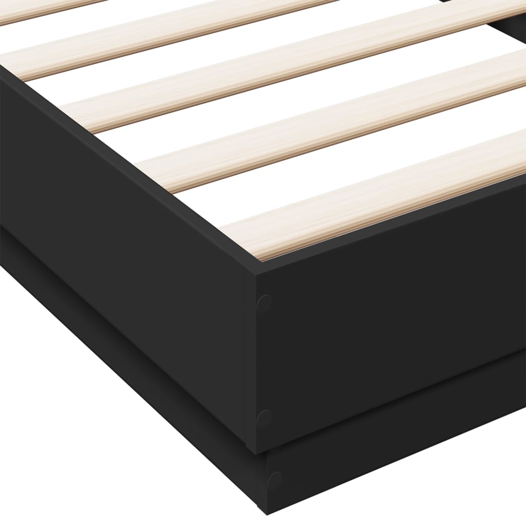 Bedframe met LED-verlichting zwart 100x200 cm is nu te koop bij PeponiXL, paradijselijk wonen!