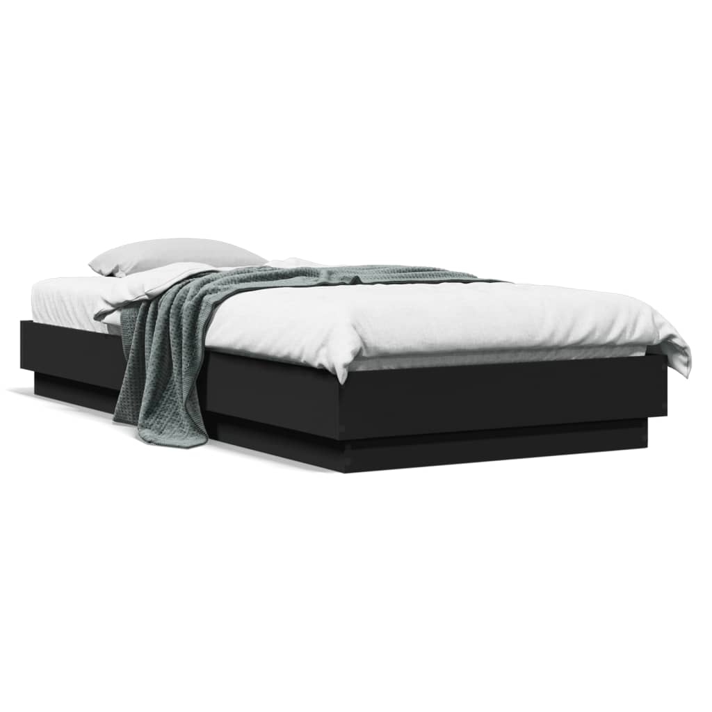 Bedframe met LED-verlichting zwart 100x200 cm is nu te koop bij PeponiXL, paradijselijk wonen!