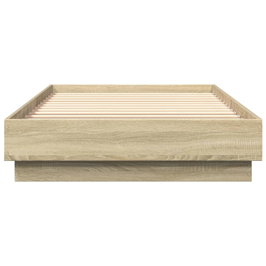 Bedframe met LED-verlichting sonoma eikenkleurig 100x200 cm is nu te koop bij PeponiXL, paradijselijk wonen!