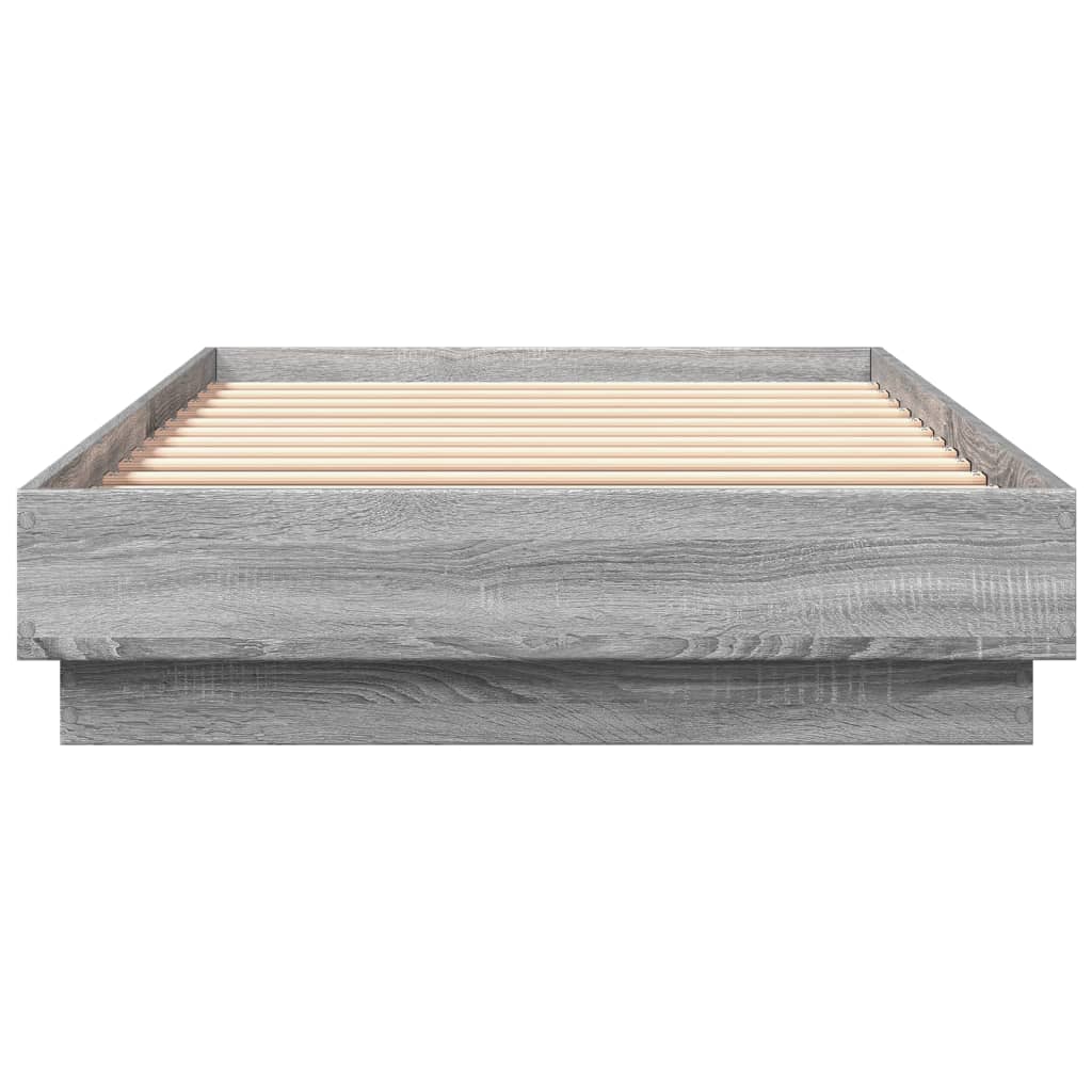 Bedframe met LED-verlichting grijs sonoma eikenkleur 100x200 cm is nu te koop bij PeponiXL, paradijselijk wonen!