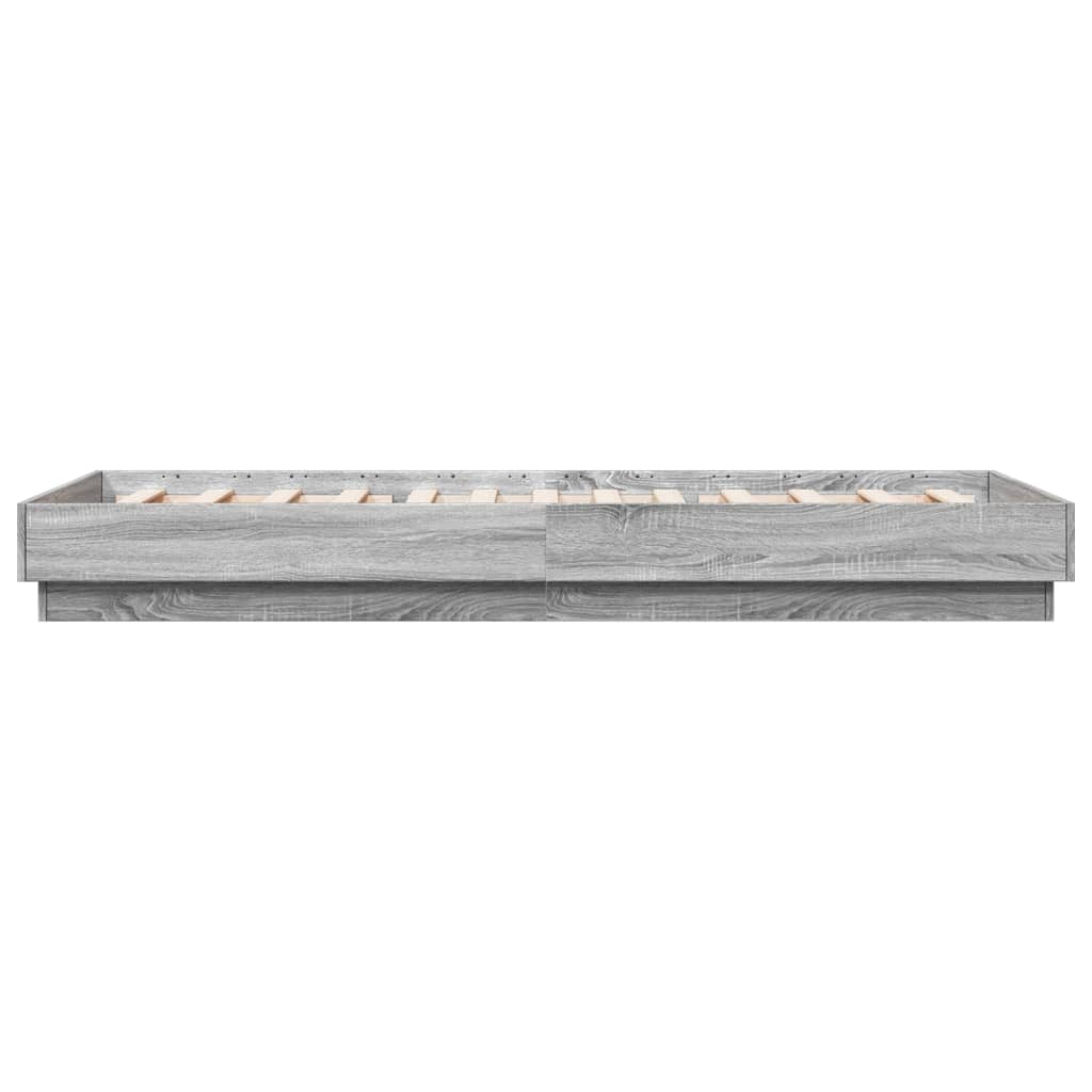 Bedframe met LED-verlichting grijs sonoma eikenkleur 100x200 cm is nu te koop bij PeponiXL, paradijselijk wonen!