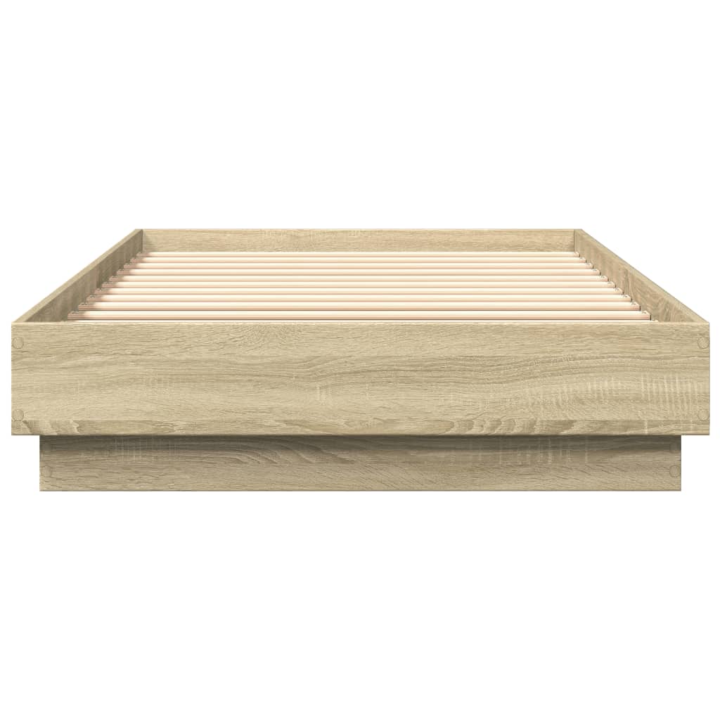 Bedframe met LED-verlichting sonoma eikenkleurig 90x200 cm is nu te koop bij PeponiXL, paradijselijk wonen!