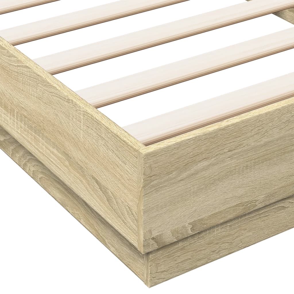 Bedframe met LED-verlichting sonoma eikenkleurig 90x200 cm is nu te koop bij PeponiXL, paradijselijk wonen!
