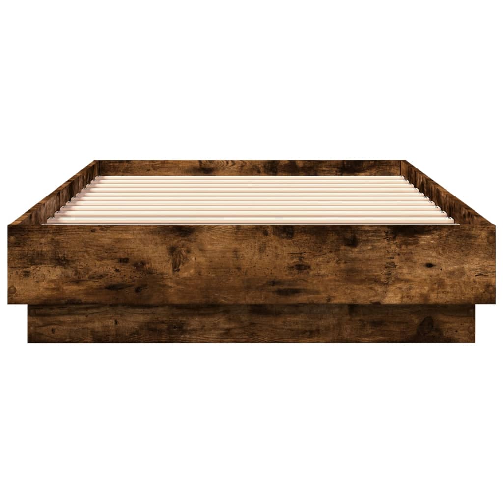 Bedframe met LED-verlichting gerookt eikenkleurig 90x200 cm is nu te koop bij PeponiXL, paradijselijk wonen!