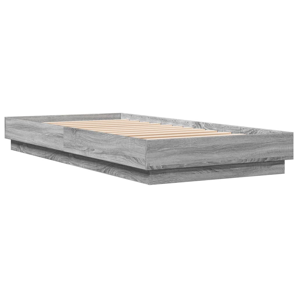 Bedframe met LED-verlichting grijs sonoma eikenkleur 90x200 cm is nu te koop bij PeponiXL, paradijselijk wonen!