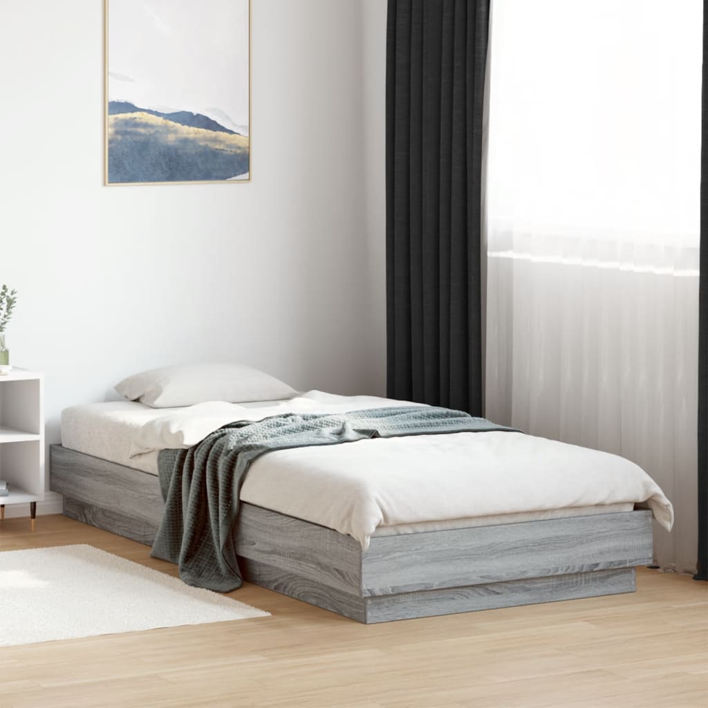 Bedframe met LED-verlichting grijs sonoma eikenkleur 90x200 cm is nu te koop bij PeponiXL, paradijselijk wonen!