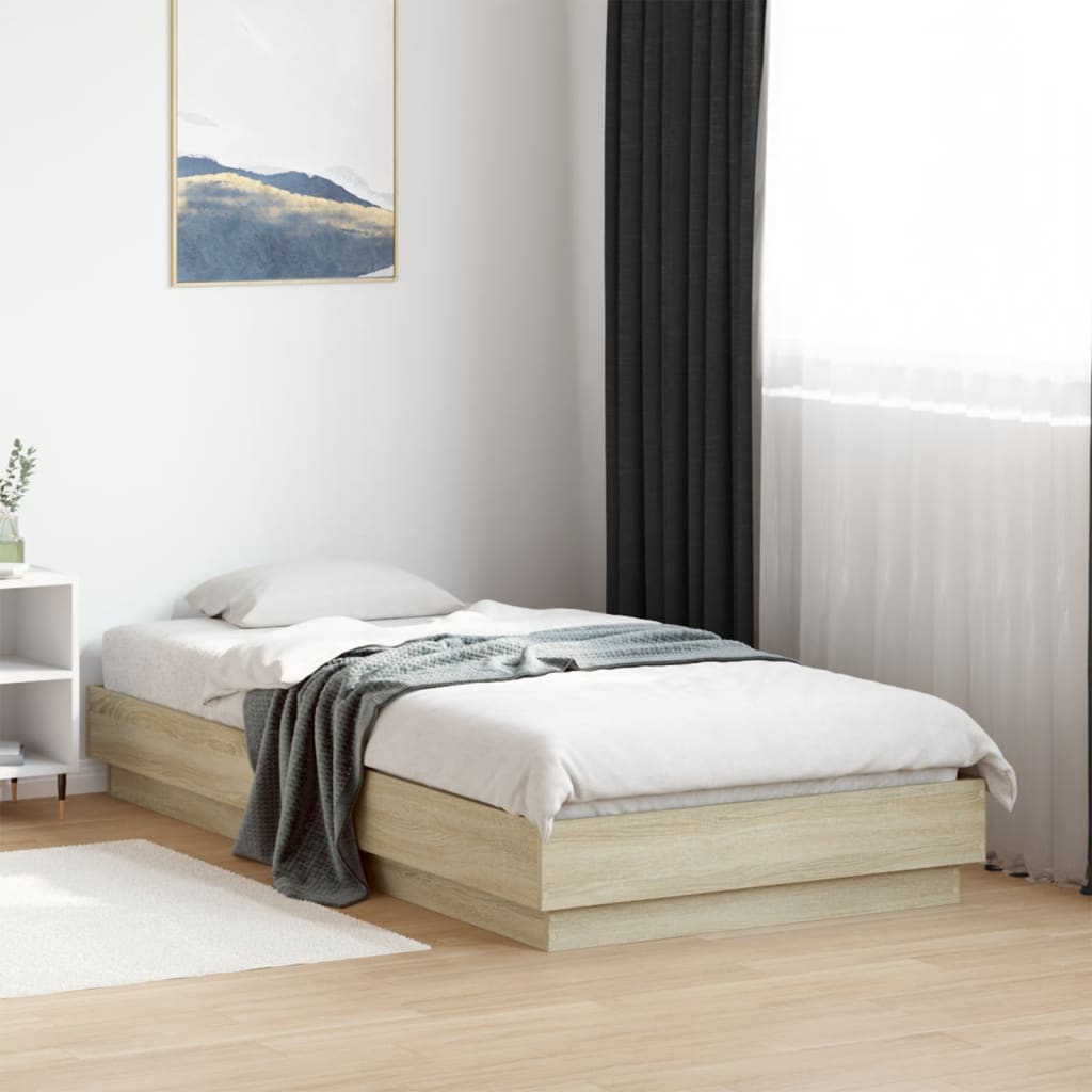 Bedframe met LED-verlichting sonoma eikenkleurig 90x190 cm is nu te koop bij PeponiXL, paradijselijk wonen!