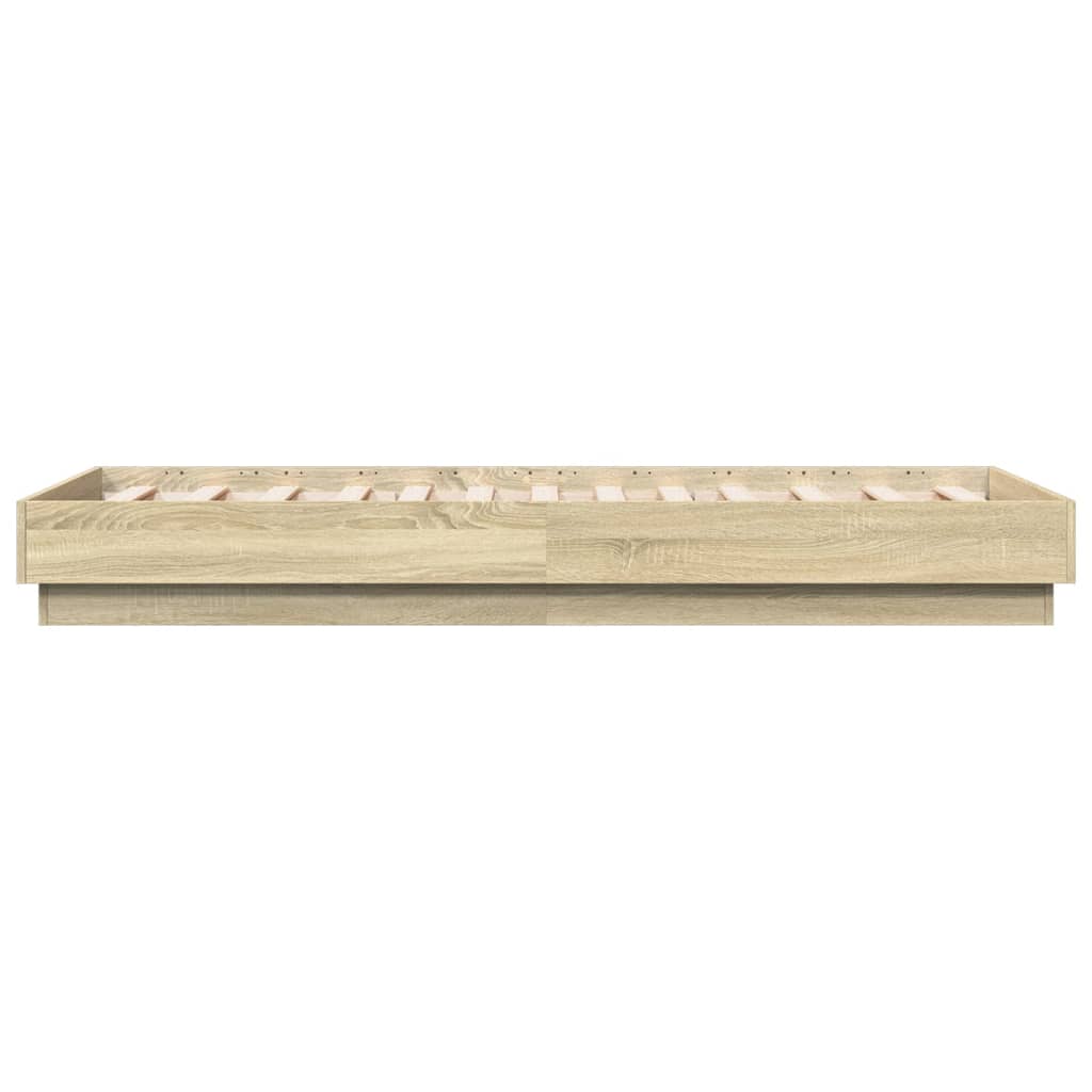 Bedframe met LED-verlichting sonoma eikenkleurig 90x190 cm is nu te koop bij PeponiXL, paradijselijk wonen!