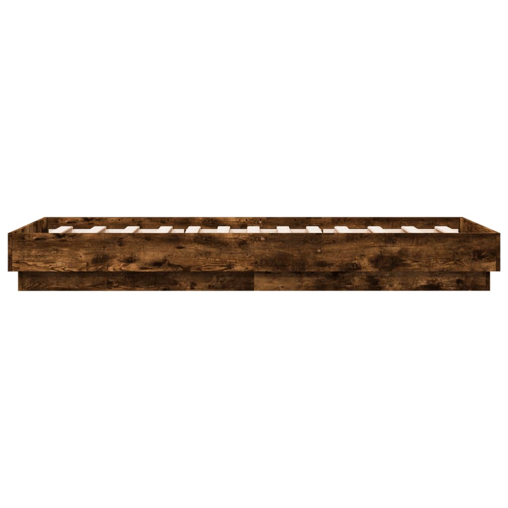 Bedframe met LED-verlichting gerookt eikenkleurig 90x190 cm is nu te koop bij PeponiXL, paradijselijk wonen!