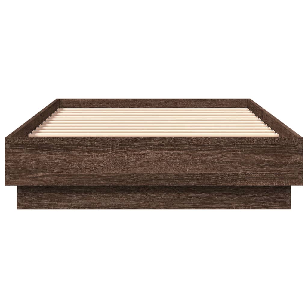 Bedframe met LED-verlichting bruin eikenkleurig 90x190 cm is nu te koop bij PeponiXL, paradijselijk wonen!