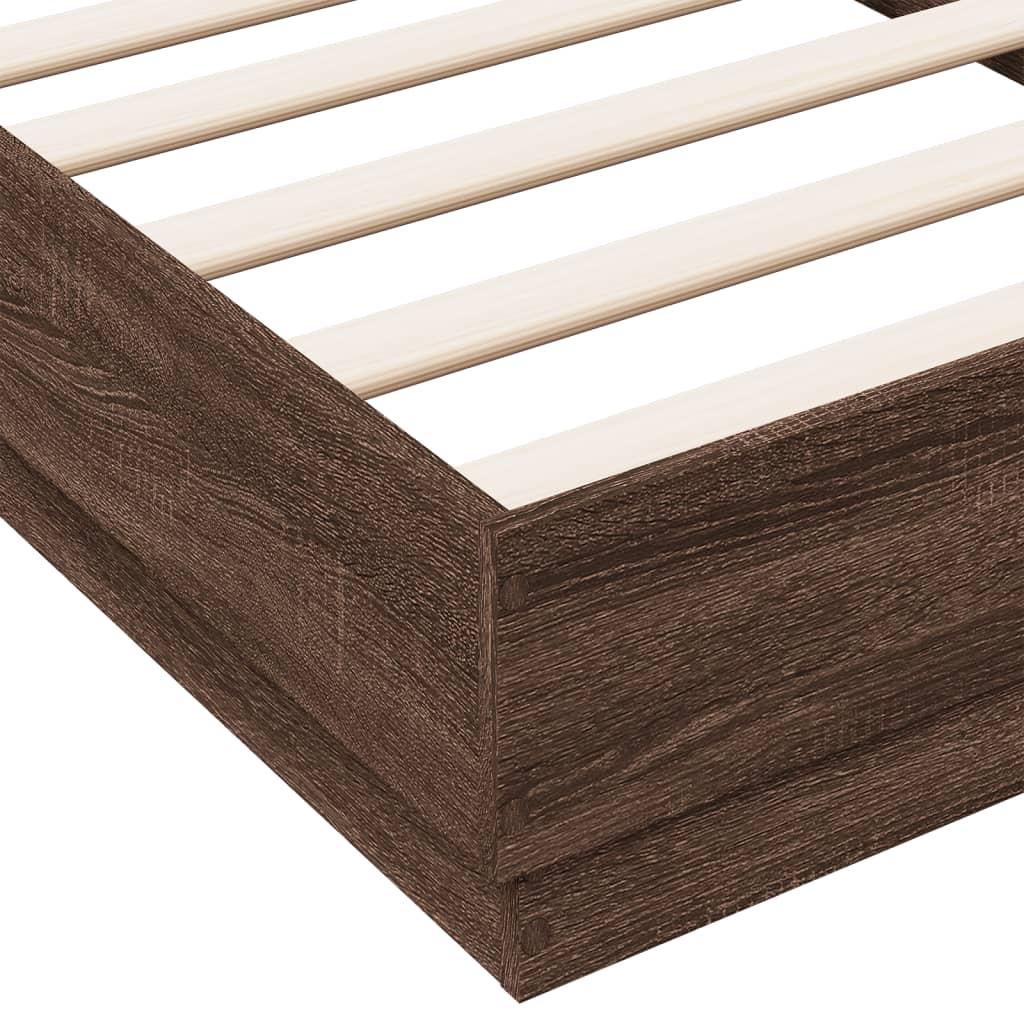 Bedframe met LED-verlichting bruin eikenkleurig 90x190 cm is nu te koop bij PeponiXL, paradijselijk wonen!