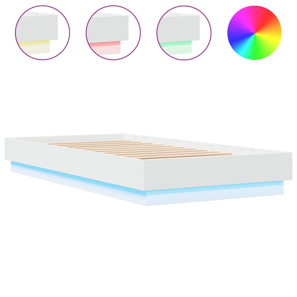 Bedframe met LED-verlichting wit 75x190 cm is nu te koop bij PeponiXL, paradijselijk wonen!