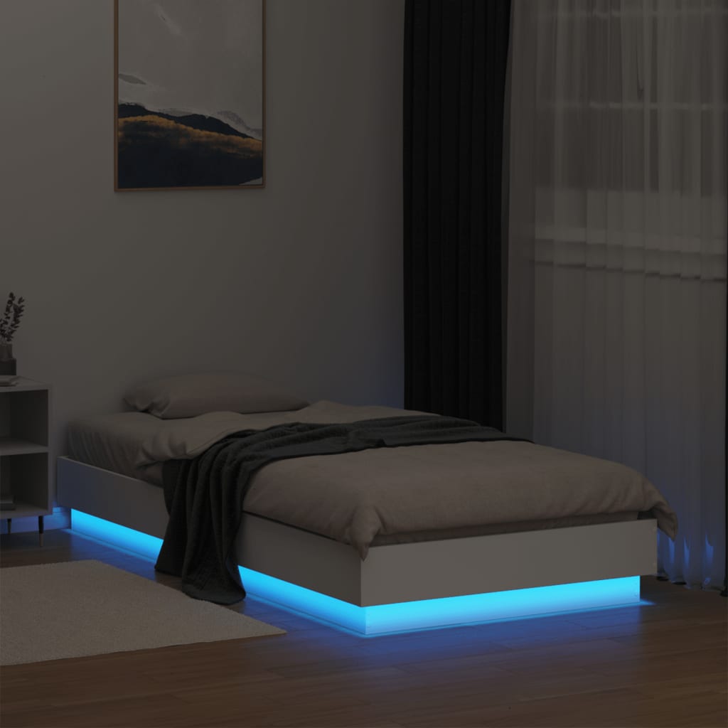 Bedframe met LED-verlichting wit 75x190 cm is nu te koop bij PeponiXL, paradijselijk wonen!