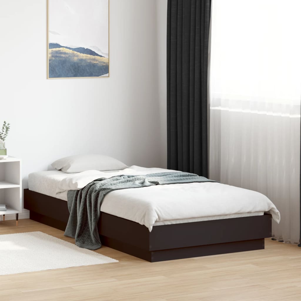 Bedframe met LED-verlichting zwart 75x190 cm is nu te koop bij PeponiXL, paradijselijk wonen!