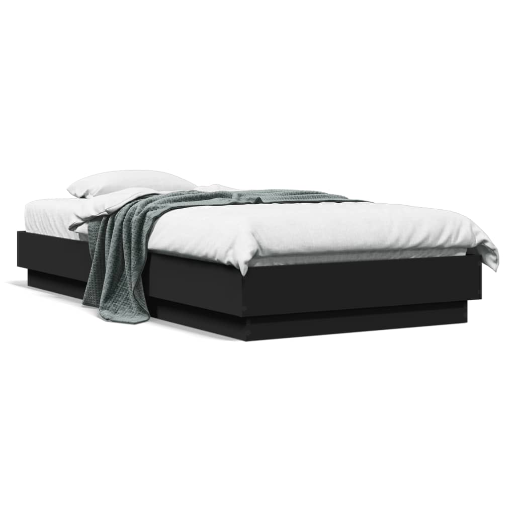 Bedframe met LED-verlichting zwart 75x190 cm is nu te koop bij PeponiXL, paradijselijk wonen!