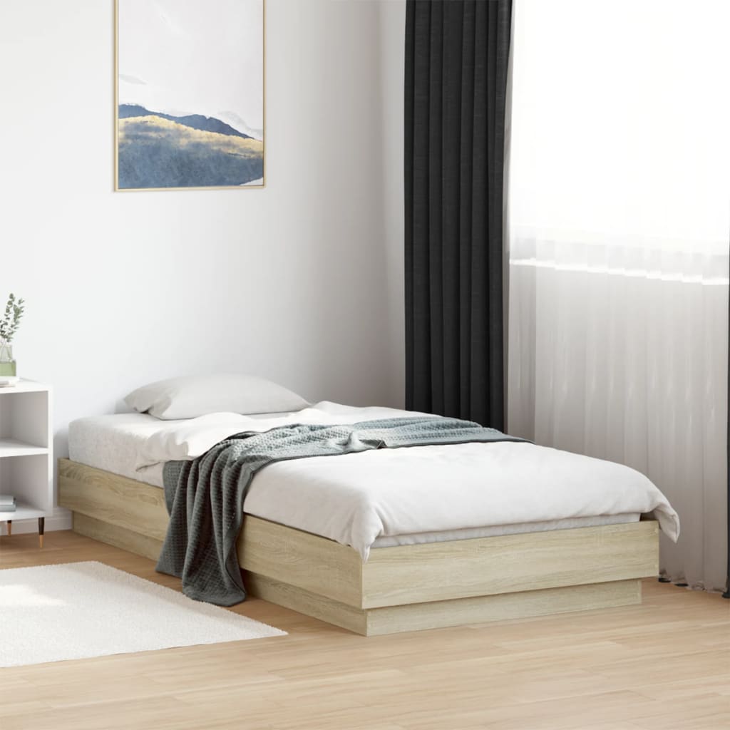 Bedframe met LED-verlichting sonoma eikenkleurig 75x190 cm is nu te koop bij PeponiXL, paradijselijk wonen!