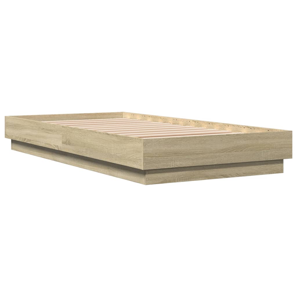 Bedframe met LED-verlichting sonoma eikenkleurig 75x190 cm is nu te koop bij PeponiXL, paradijselijk wonen!