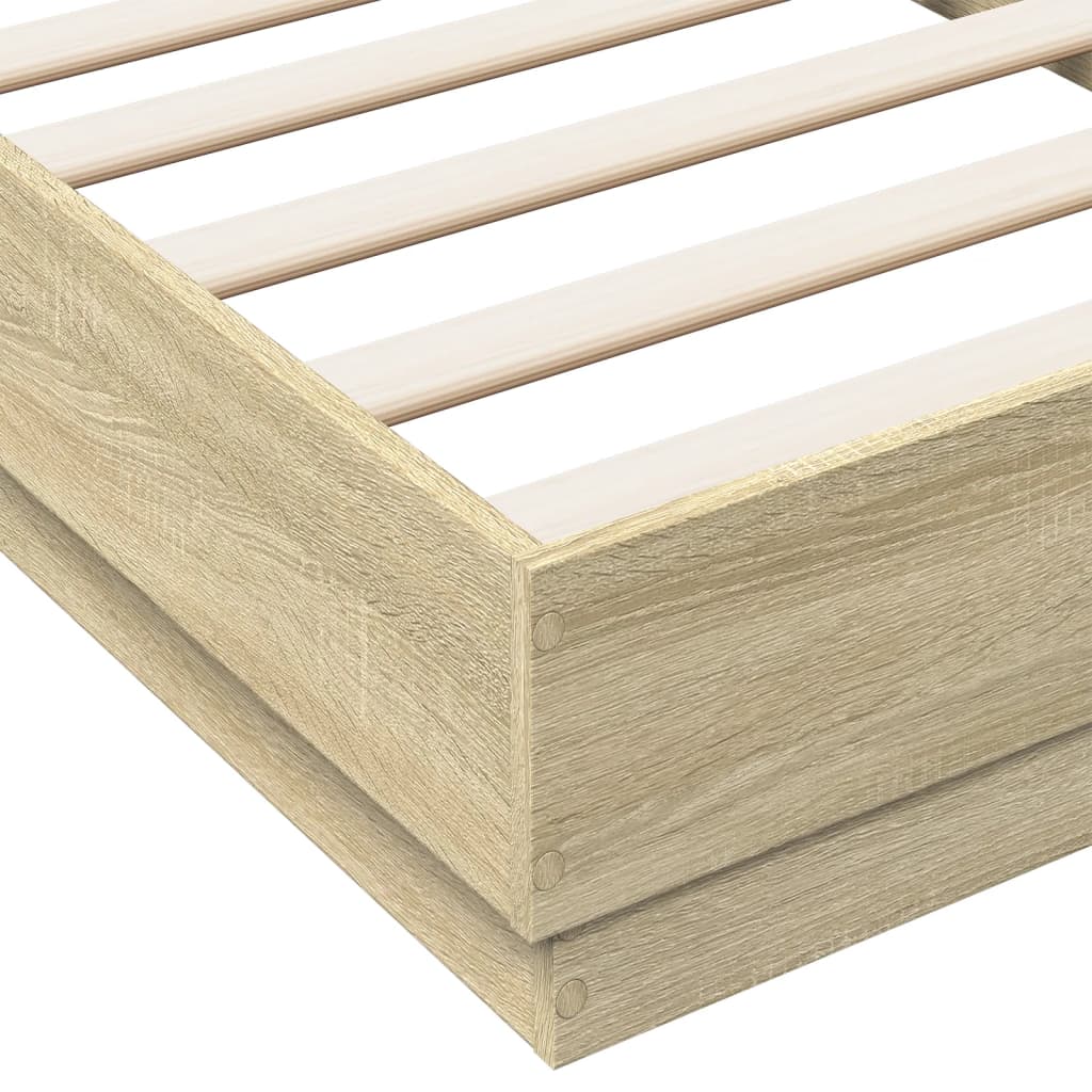 Bedframe met LED-verlichting sonoma eikenkleurig 75x190 cm is nu te koop bij PeponiXL, paradijselijk wonen!