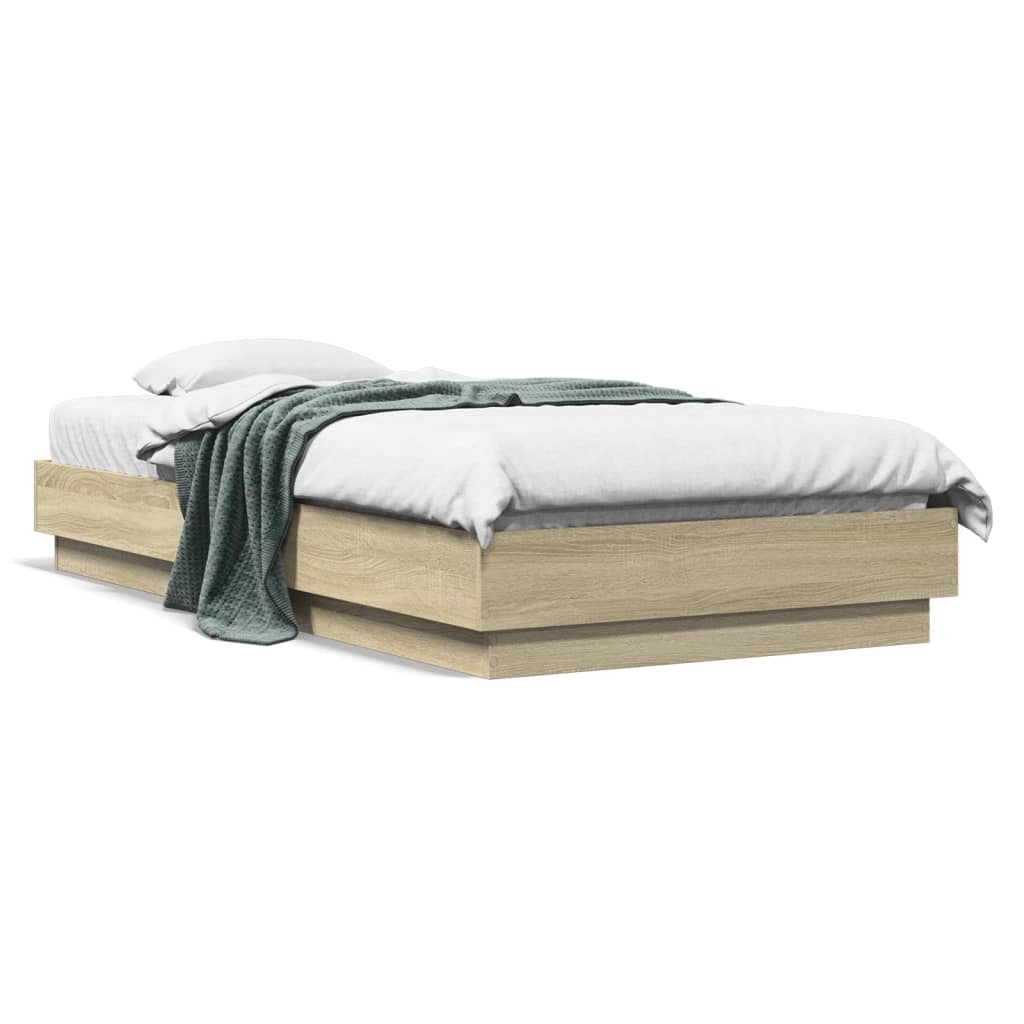 Bedframe met LED-verlichting sonoma eikenkleurig 75x190 cm is nu te koop bij PeponiXL, paradijselijk wonen!