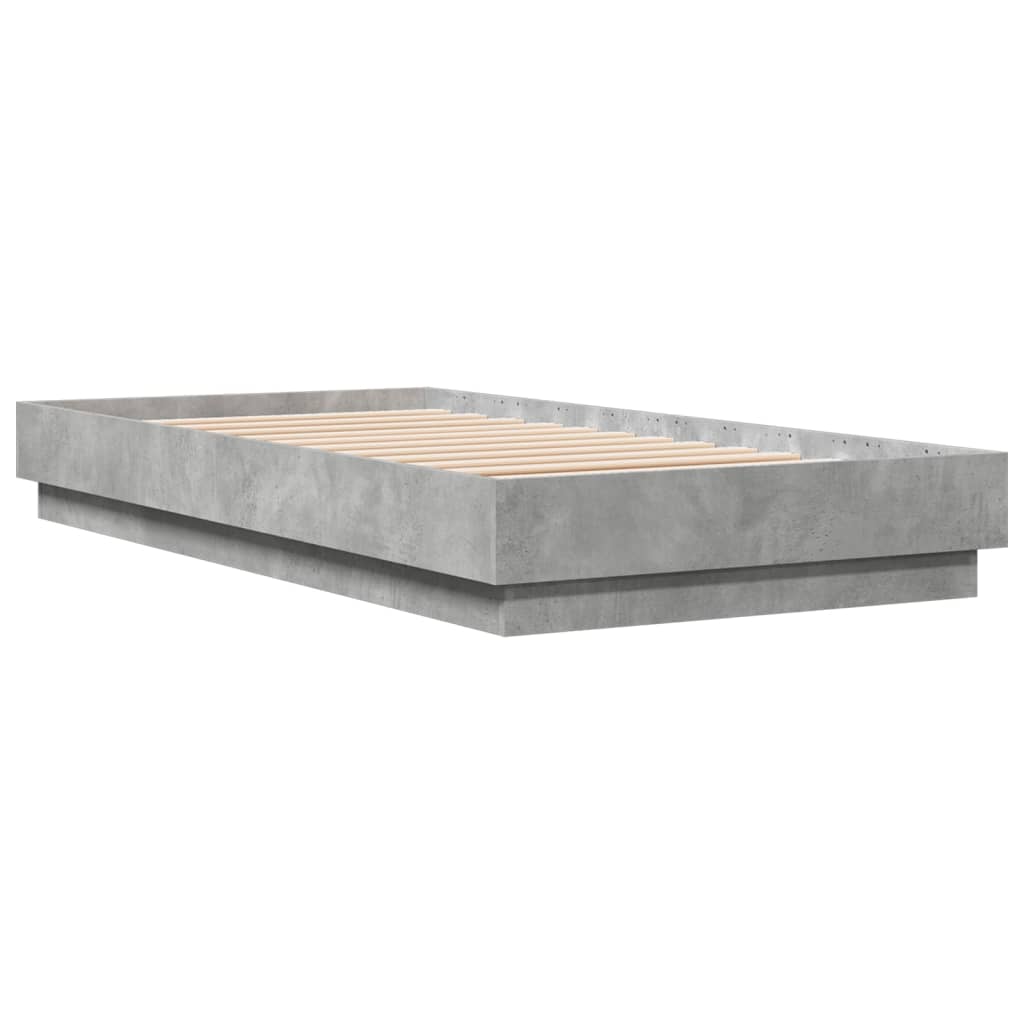 Bedframe met LED-verlichting betongrijs 75x190 cm is nu te koop bij PeponiXL, paradijselijk wonen!