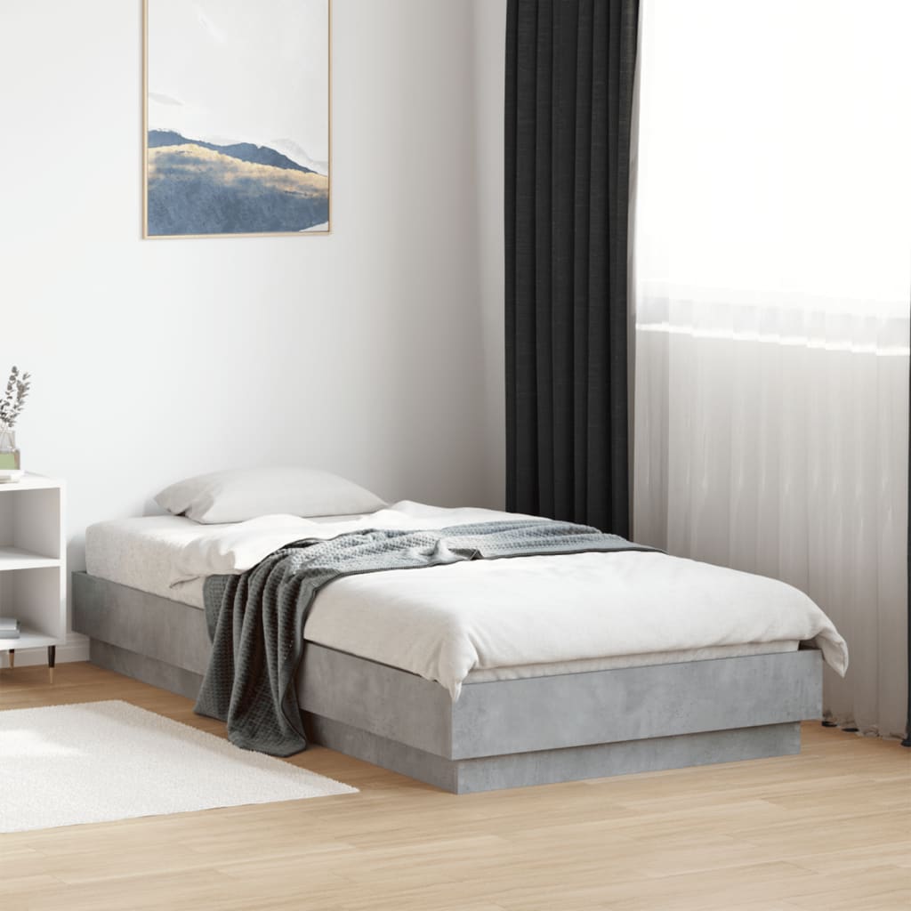 Bedframe met LED-verlichting betongrijs 75x190 cm is nu te koop bij PeponiXL, paradijselijk wonen!