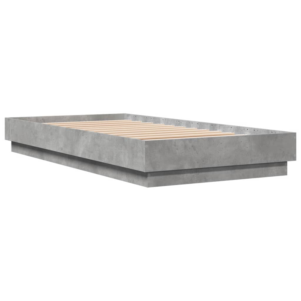 Bedframe met LED-verlichting betongrijs 75x190 cm is nu te koop bij PeponiXL, paradijselijk wonen!